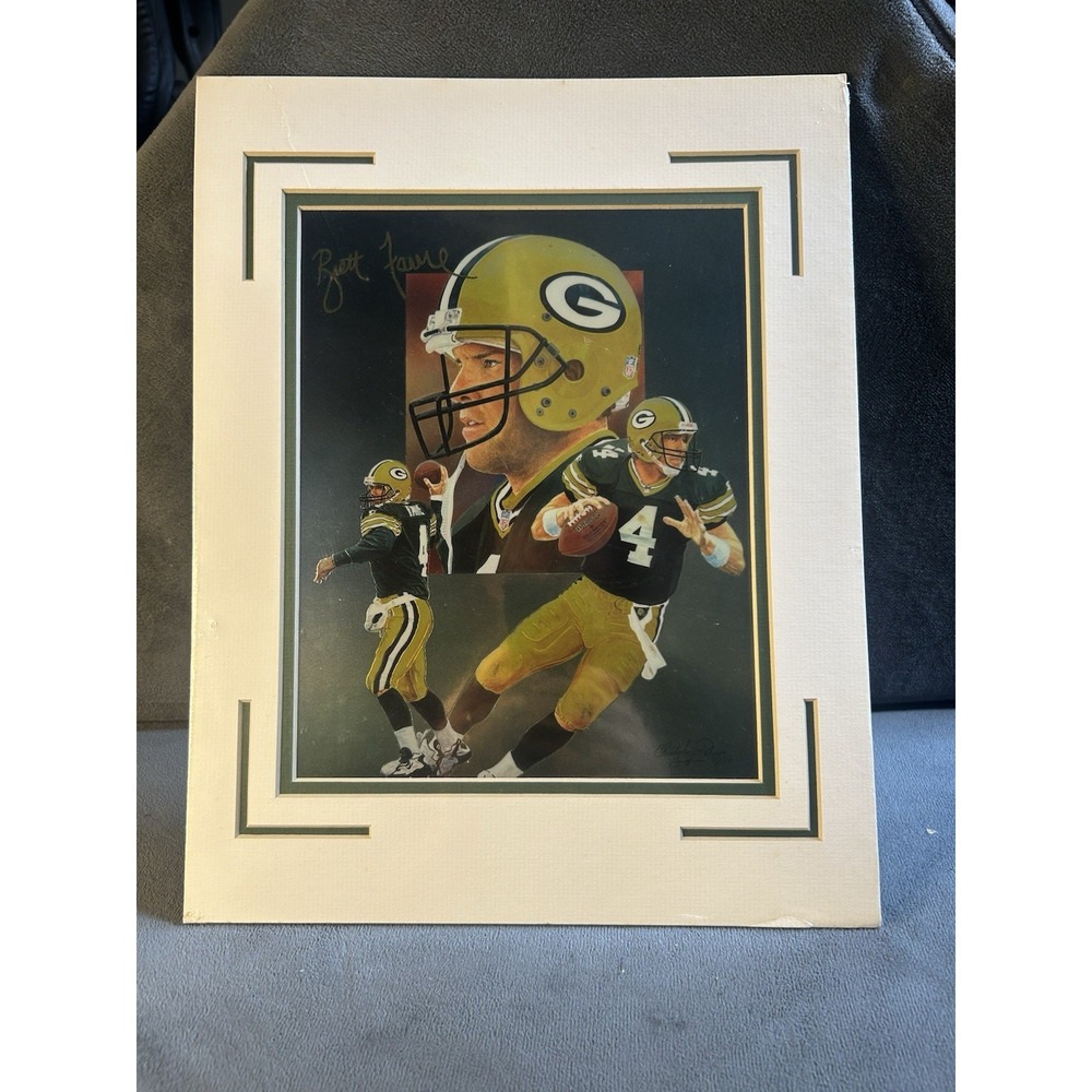 Brett Favre 1997 Metallic Impressions Green Bay Packers Chromium Art Print 11x14